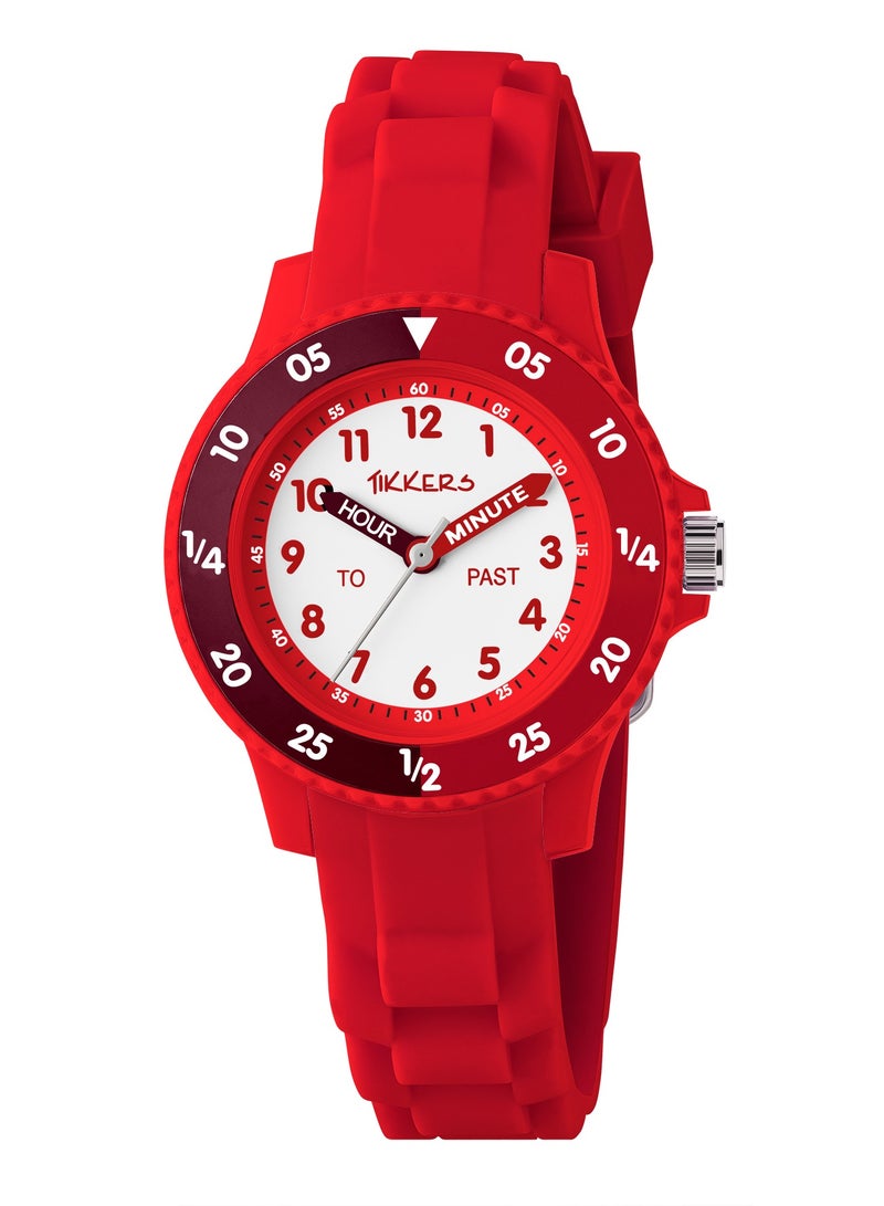 Tikkers Red Silicone strap Timer Teacher Watch - Image 1