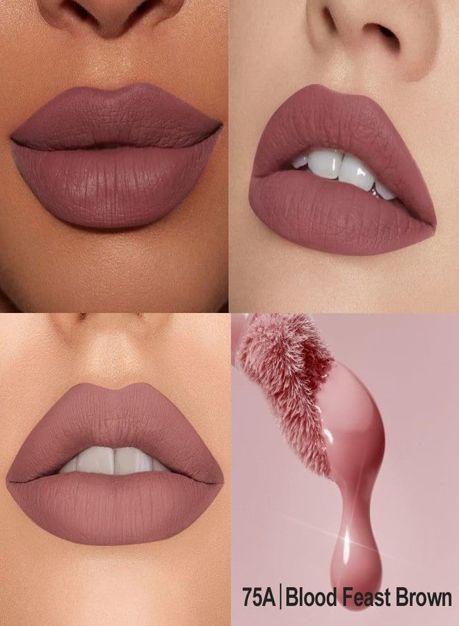 Hxssll Matte Velvet Lip Stain, Long-Lasting Lip Tint, Transfer-Resistant Waterproof Liquid Lipstick, Lightweight Non-Sticky Smudge-Resistant Lip Color with Cloud-Soft Blurring Misty Matte Finish 75A - Image 4