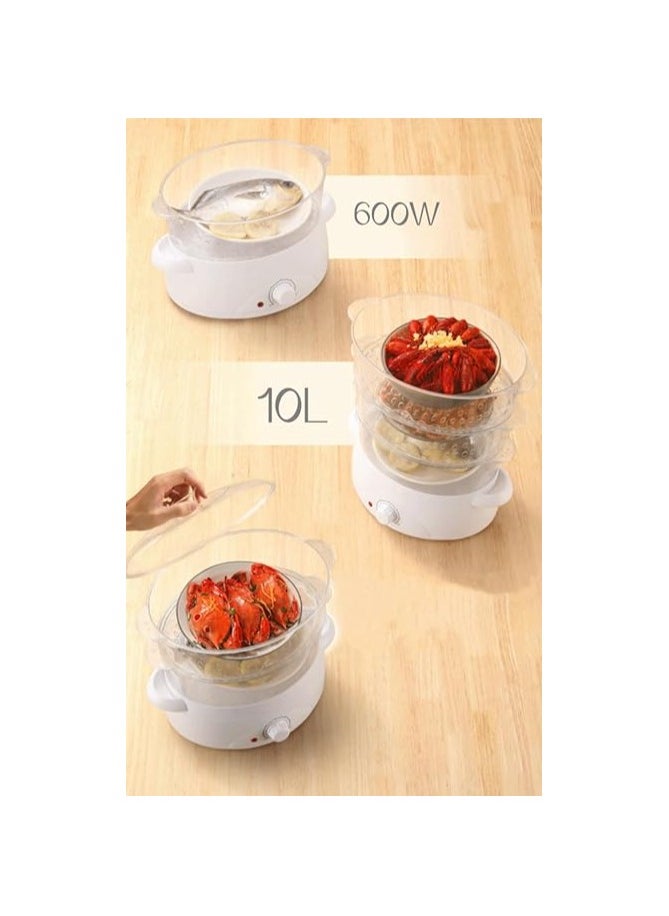 Lingrui - 3 Tier Electric Food Steamer for Cooking, Vegetable Steamer for Fast Simultaneous Cooking, Veggie Steamer, Food Steam Cooker, 60 Minute Timer, BPA Free Baskets, 600W, 10L - Image 1