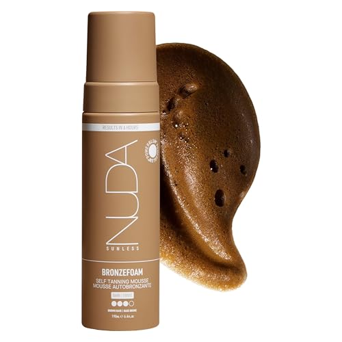 Nuda Canada Nuda BronzeFoam Self Tanning Mousse | Lightweight, Fast-Drying & Streak-Free Sunless Tanner | Made with Niacinamide,Bakuchiol,Orchid Stem Cells, Panthenol & Ceramides | Easy to Apply (Dark,6.4 Fl Oz) - Image 1