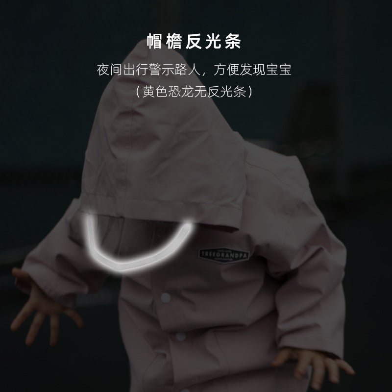 Export Kidsren'S Raincoat Boys And Girls Primary School Students Kindergarten Baby Cartoon Dinosaur Reflective Kidsren'S Poncho - Image 3