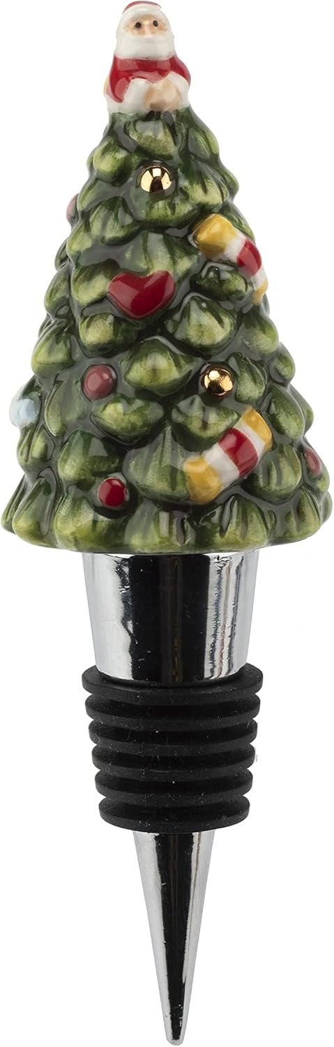 Spode Christmas Tree Tree Figural Bottle Stopper  Beverage  Wine Stopper Ideal Christmas Home Dcor Holiday Wine Tools  Christmas Gift for Wine Lovers  Decorative  Reusable Bottle Stopper - Image 1