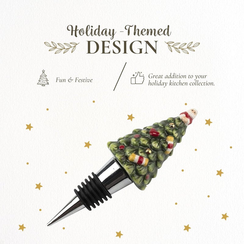Spode Christmas Tree Tree Figural Bottle Stopper  Beverage  Wine Stopper Ideal Christmas Home Dcor Holiday Wine Tools  Christmas Gift for Wine Lovers  Decorative  Reusable Bottle Stopper - Image 3
