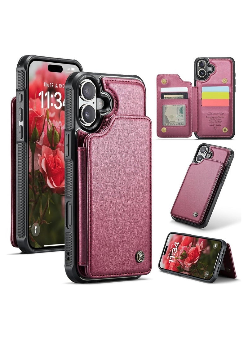 general Compatible with iPhone 16 Plus Slim Wallet Case with RFID Blocking Flip Card Slots/Kickstand, Shockproof Front PC Frame+Back PU Leather Protective Cover w/Magnetic Snaps - Image 1