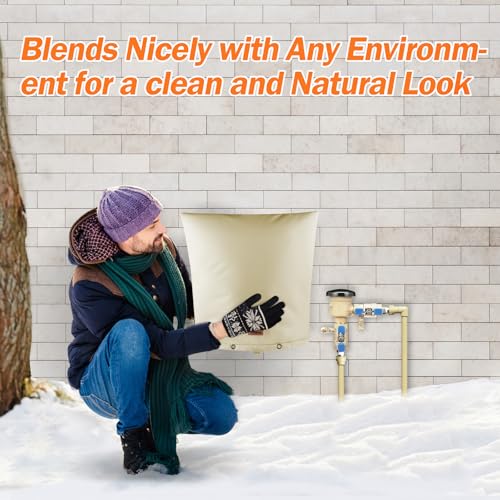TOHONFOO Backflow Preventer Pipe Insulation Cover (5°F) - Irrigation Sprinkler Valve Insulated Pouch - Water Well Pump Cover - Sturdy 5 Layers for Winter Freeze Protection, 24" W x 26" H, Beige - Image 4