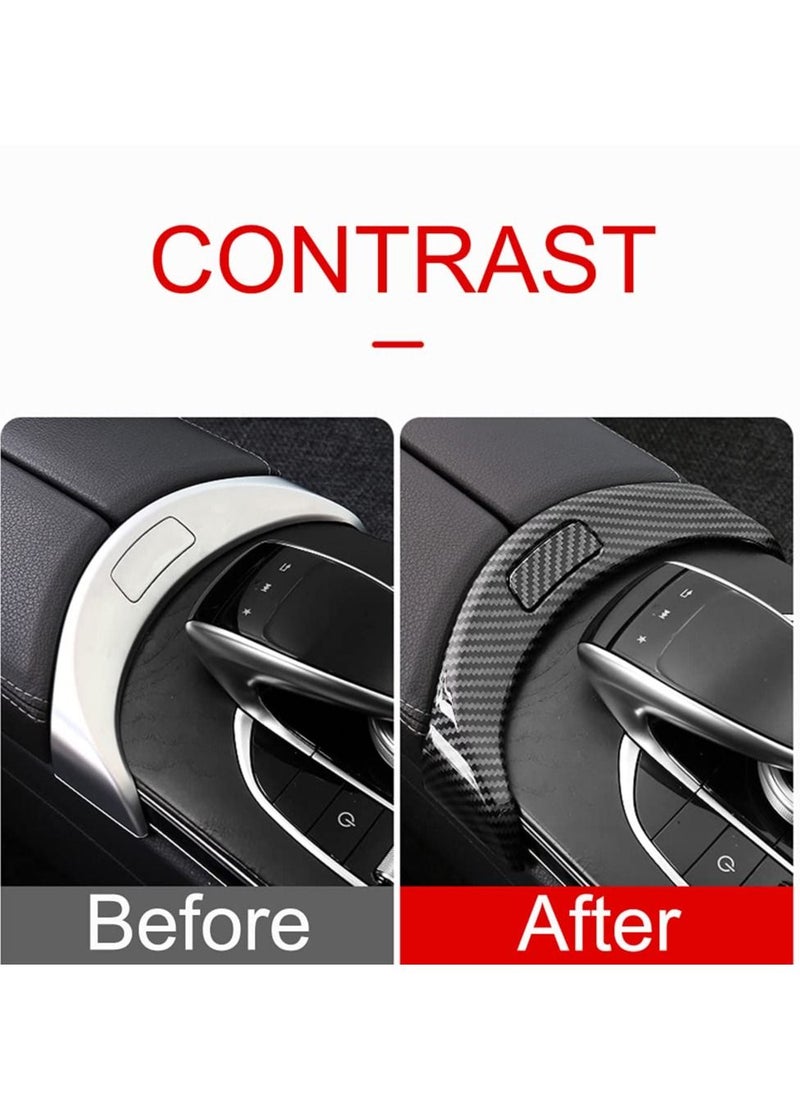 Y&D Car Interior Center Console Armrest Storage Box Release Button Switch Protective Cover Trim for Mercedes Benz C Class W205 GLC X253 Accessories 2015-2020(Carbon Fiber Color)  - Image 3