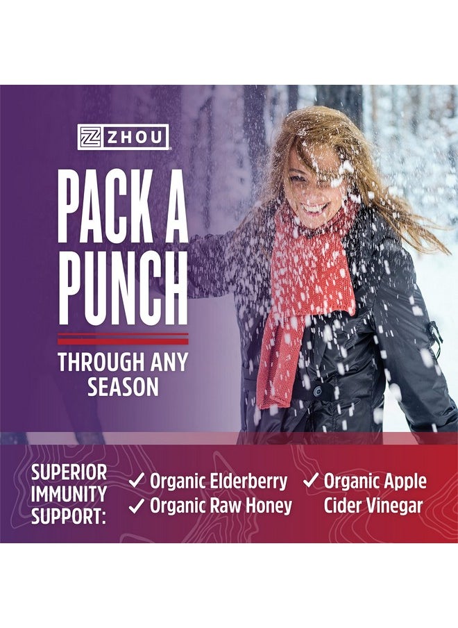 Zhou Nutrition - Elderberry Syrup Immune System Booster With Organic Elderberry Syrup Raw Honey Apple Cider Vinegar 8 Fl Oz - Image 1