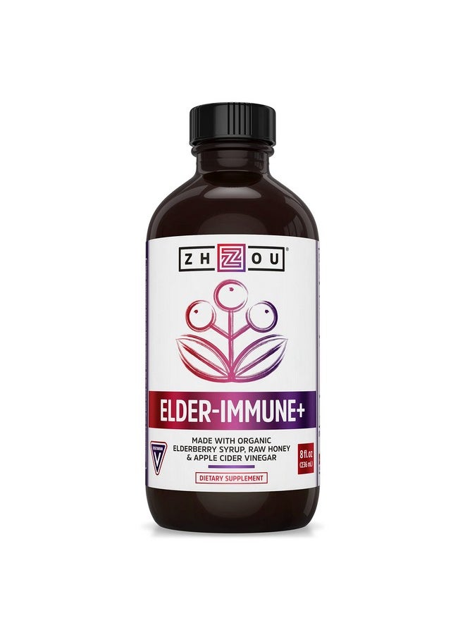 Zhou Nutrition - Elderberry Syrup Immune System Booster With Organic Elderberry Syrup Raw Honey Apple Cider Vinegar 8 Fl Oz - Image 1