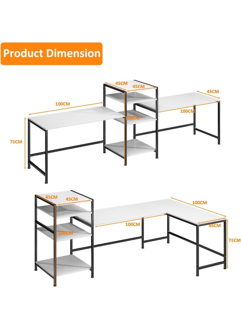 Generic L Shaped Desk - Computer Desk Corner Desk Gaming Desk PC Table with Adjustable Storage Shelves for Home Office Sturdy Writing Workstation, Reversible, Black - Image 2