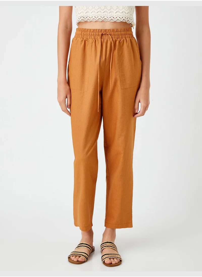 KOTON Linen Trousers Drawstring Pocket