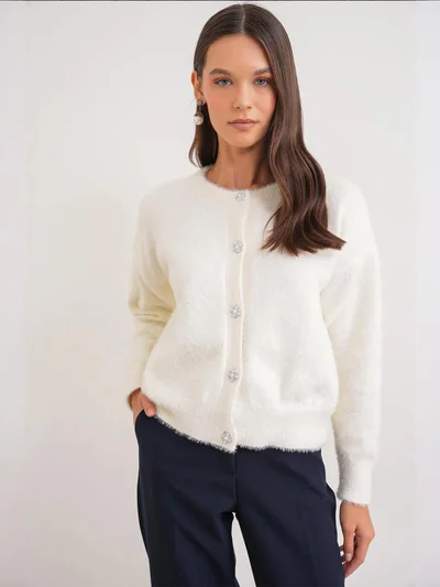 MixRay Mixray Buttoned Oversize Textured Cardigan