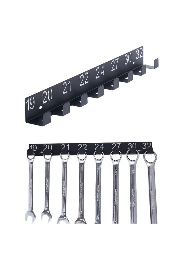 Black Metal Wrench Organizer Wall Mounted Storage Rack Tool Holder 1PC - Image 4