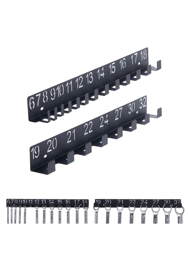Black Metal Wrench Organizer Wall Mounted Storage Rack Tool Holder 1PC - Image 1