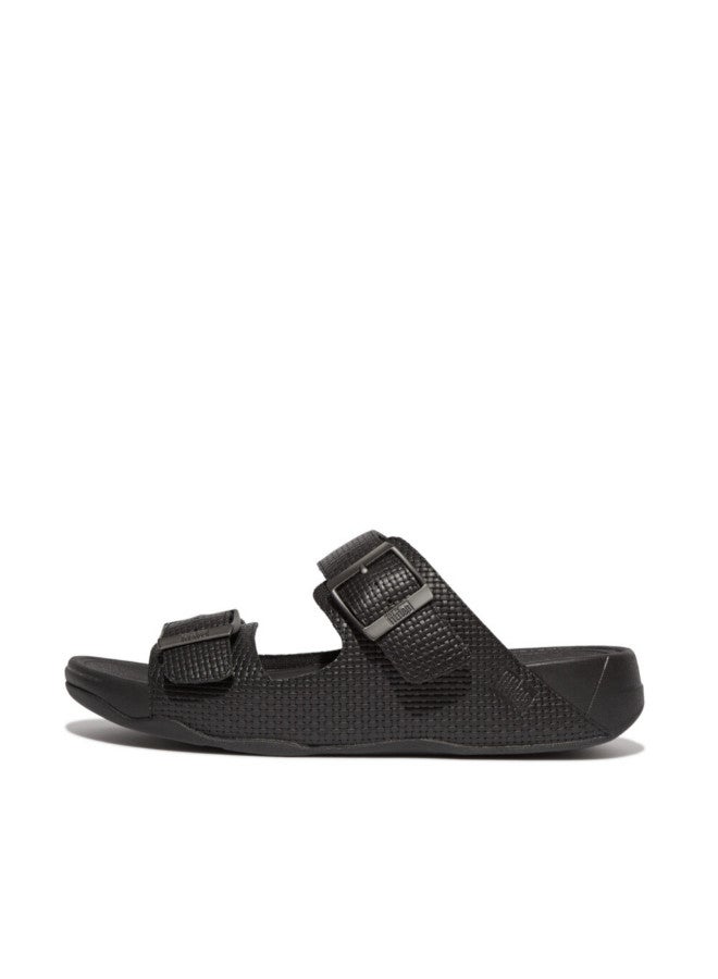 FitFlop 049-777 شبشب رجالي من Fitflop Gogh Moc مصنوع من الجلد بإبزيم منسوج HA8-001 باللون الأسود  - Image 1
