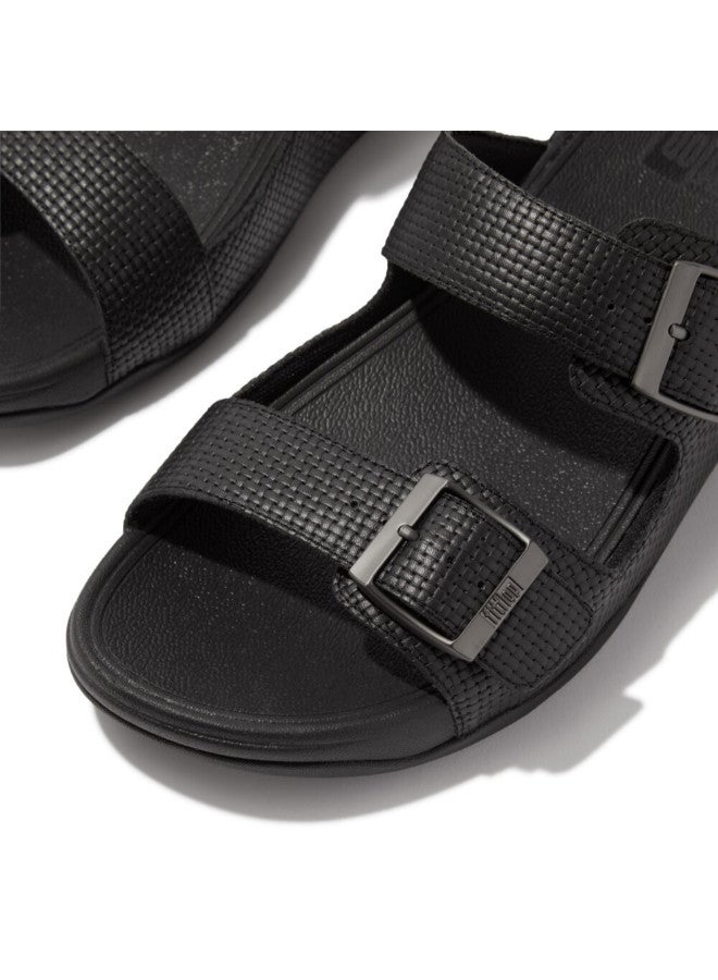 FitFlop 049-777 شبشب رجالي من Fitflop Gogh Moc مصنوع من الجلد بإبزيم منسوج HA8-001 باللون الأسود  - Image 3