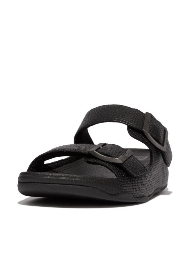 FitFlop 049-777 شبشب رجالي من Fitflop Gogh Moc مصنوع من الجلد بإبزيم منسوج HA8-001 باللون الأسود  - Image 4