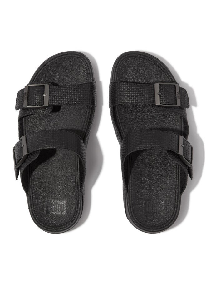 FitFlop 049-777 شبشب رجالي من Fitflop Gogh Moc مصنوع من الجلد بإبزيم منسوج HA8-001 باللون الأسود  - Image 2