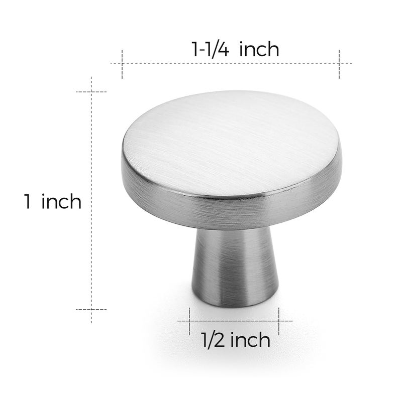 Ravinte 10 Pack Drawer Pulls 1-1/4 Inch Kitchen Cabinet Knobs Brushed Nickel Round Dresser Drawer Knobs Solid Dresser Knobs Drawer Knobs Simple Cabinet Hardware for Cupboard Drawer Pulls - Image 3
