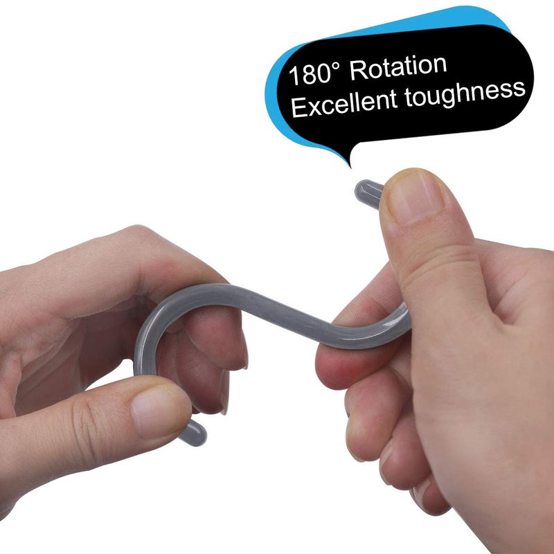 Qulable 24 pcs Shower Curtain Rings Plastic Shower Curtain Hooks C-Shaped Rings Hook Hanger Bath Drape Loop Clip Glide Bathroom Shower Window Rod (Grey) - Image 3