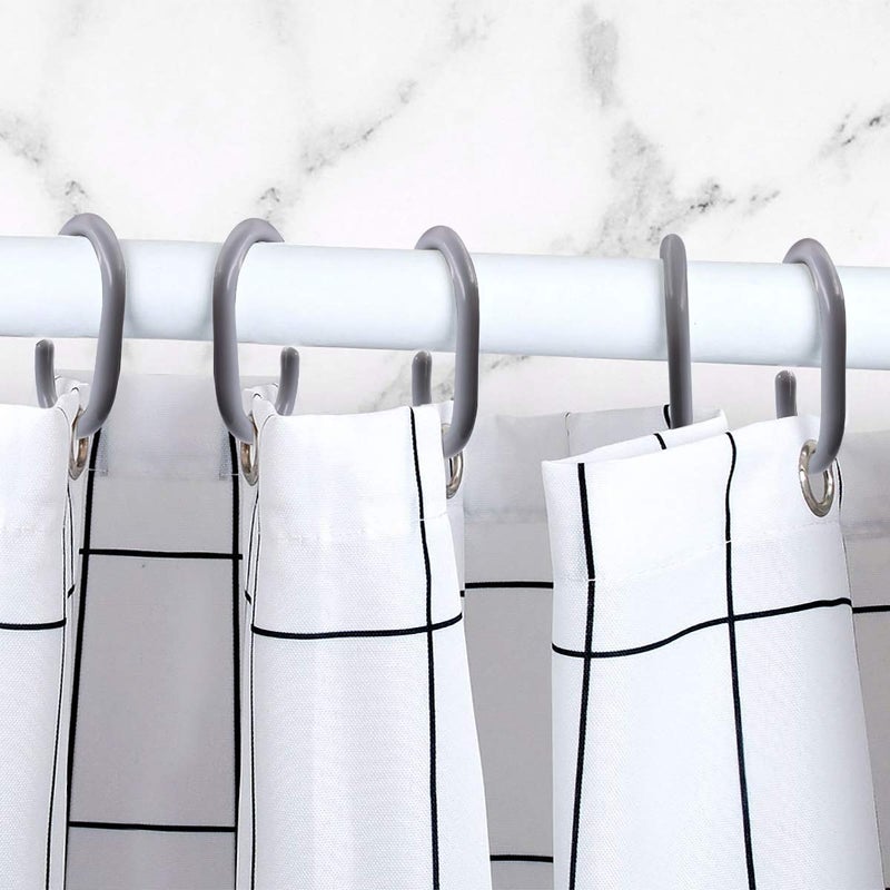 Qulable 24 pcs Shower Curtain Rings Plastic Shower Curtain Hooks C-Shaped Rings Hook Hanger Bath Drape Loop Clip Glide Bathroom Shower Window Rod (Grey) - Image 5