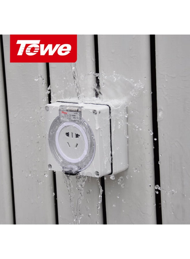 Towe High-power 16a Waterproof Outdoor Socket, Ip66 Industrial Socket, Outdoor Bathroom Rainproof, Five-hole Wall Socket, Power Strip, Tw-f Fs - Image 1
