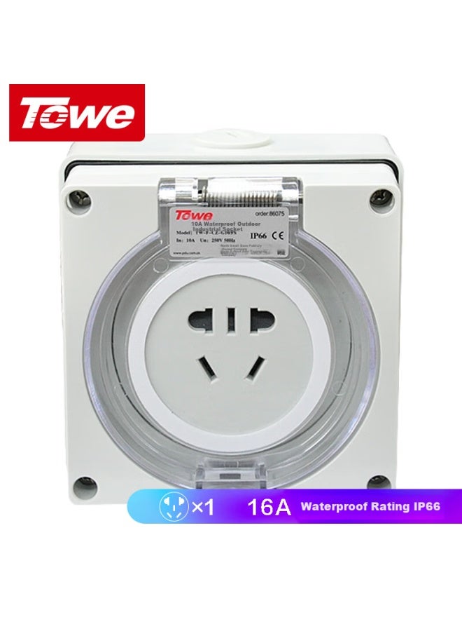 Towe High-power 16a Waterproof Outdoor Socket, Ip66 Industrial Socket, Outdoor Bathroom Rainproof, Five-hole Wall Socket, Power Strip, Tw-f Fs - Image 2