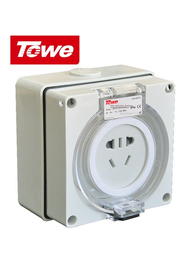 Towe High-power 16a Waterproof Outdoor Socket, Ip66 Industrial Socket, Outdoor Bathroom Rainproof, Five-hole Wall Socket, Power Strip, Tw-f Fs - Image 5