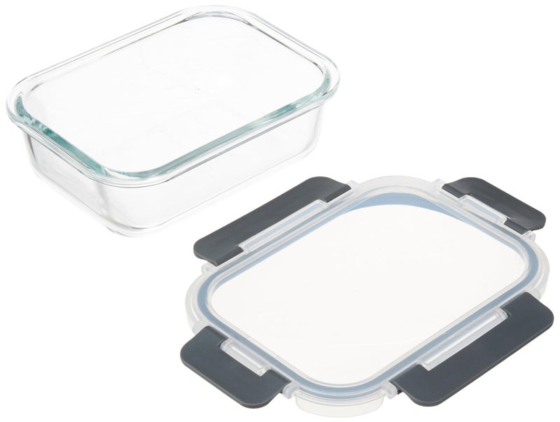 FineDine Food Storage Container - 600ml|Air-Tight Fridge Organizer Case|Glass Box with BPA-Free Locking Lids|Microwave & Freezer Safe|Leak Proof Food Storage Meal Prep Containers-Rectangle - Image 1