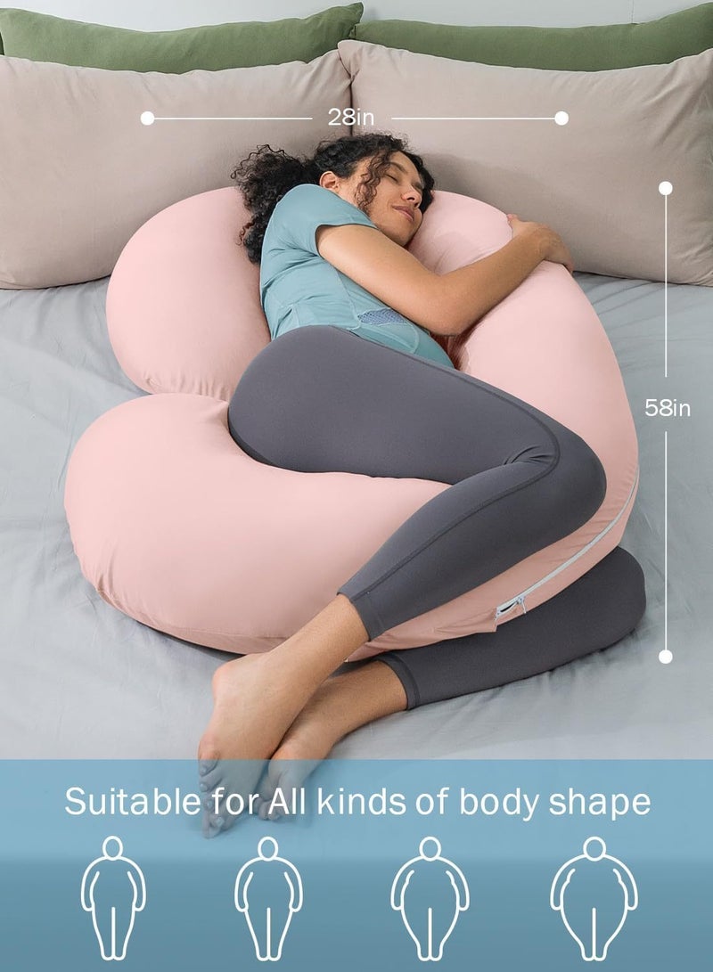 Y&D Light Grey Knitted Cotton C-Shaped Maternity Pillow - Image 3