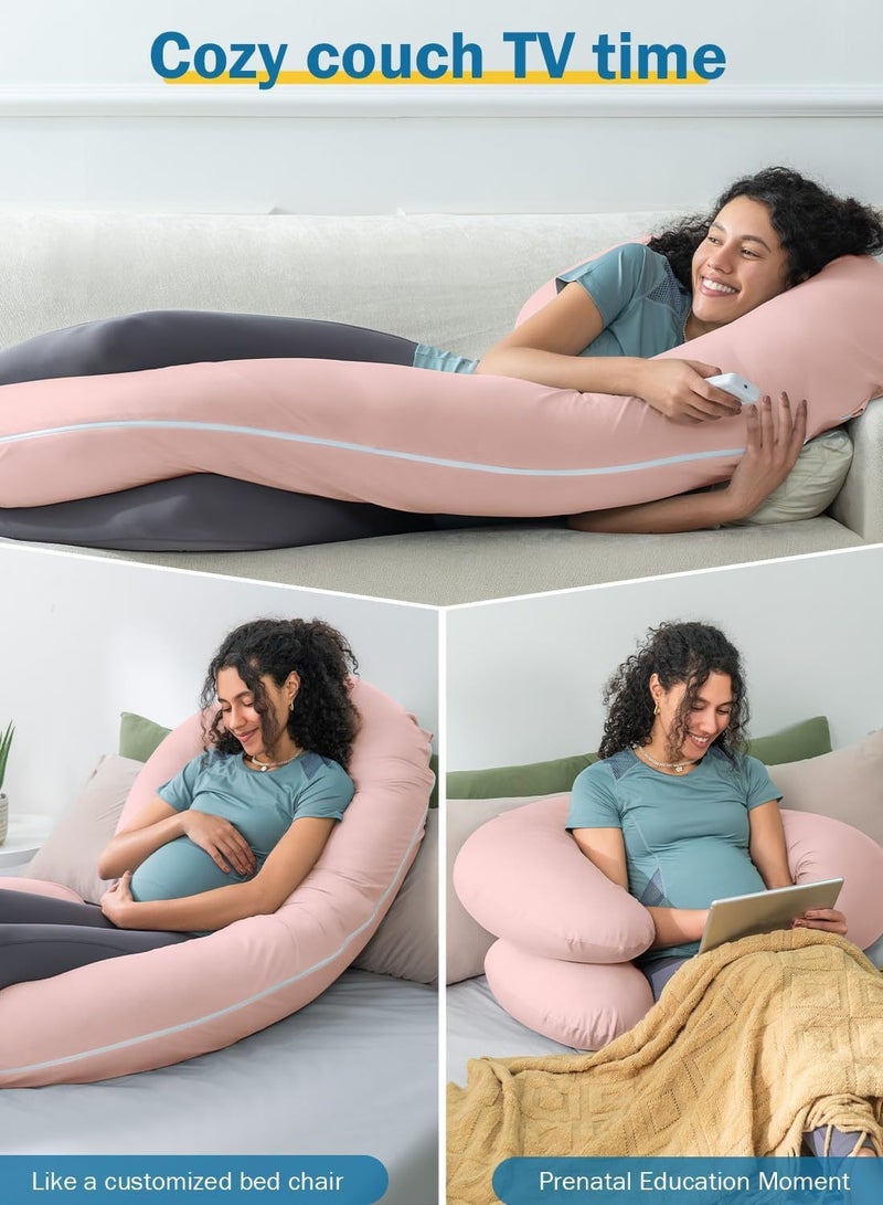 Y&D Light Grey Knitted Cotton C-Shaped Maternity Pillow - Image 2