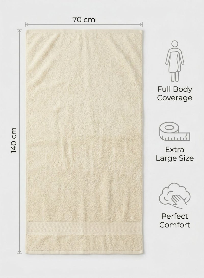 1Chase Luxury Bath Towels Vanilla/Off-White, Set of 4, Large 70x140 cm, 600 GSM, 100% Cotton, Ultra-Soft & Absorbent - Image 3