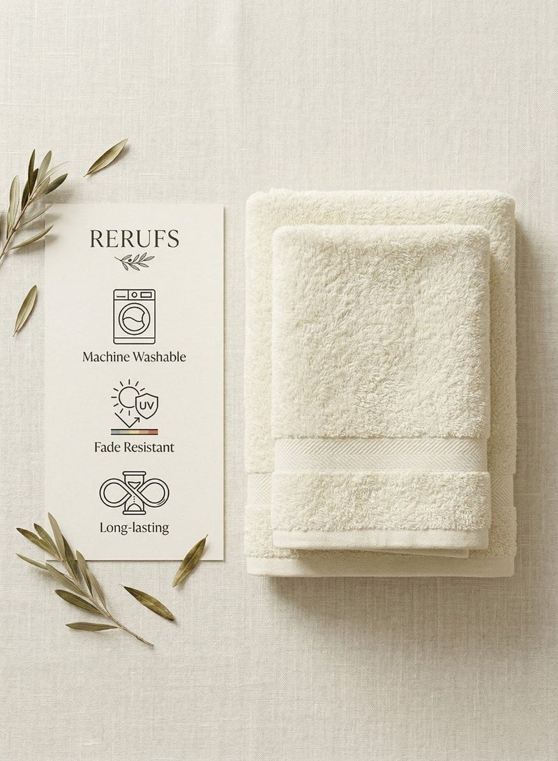 1Chase Luxury Bath Towels Vanilla/Off-White, Set of 4, Large 70x140 cm, 600 GSM, 100% Cotton, Ultra-Soft & Absorbent - Image 4