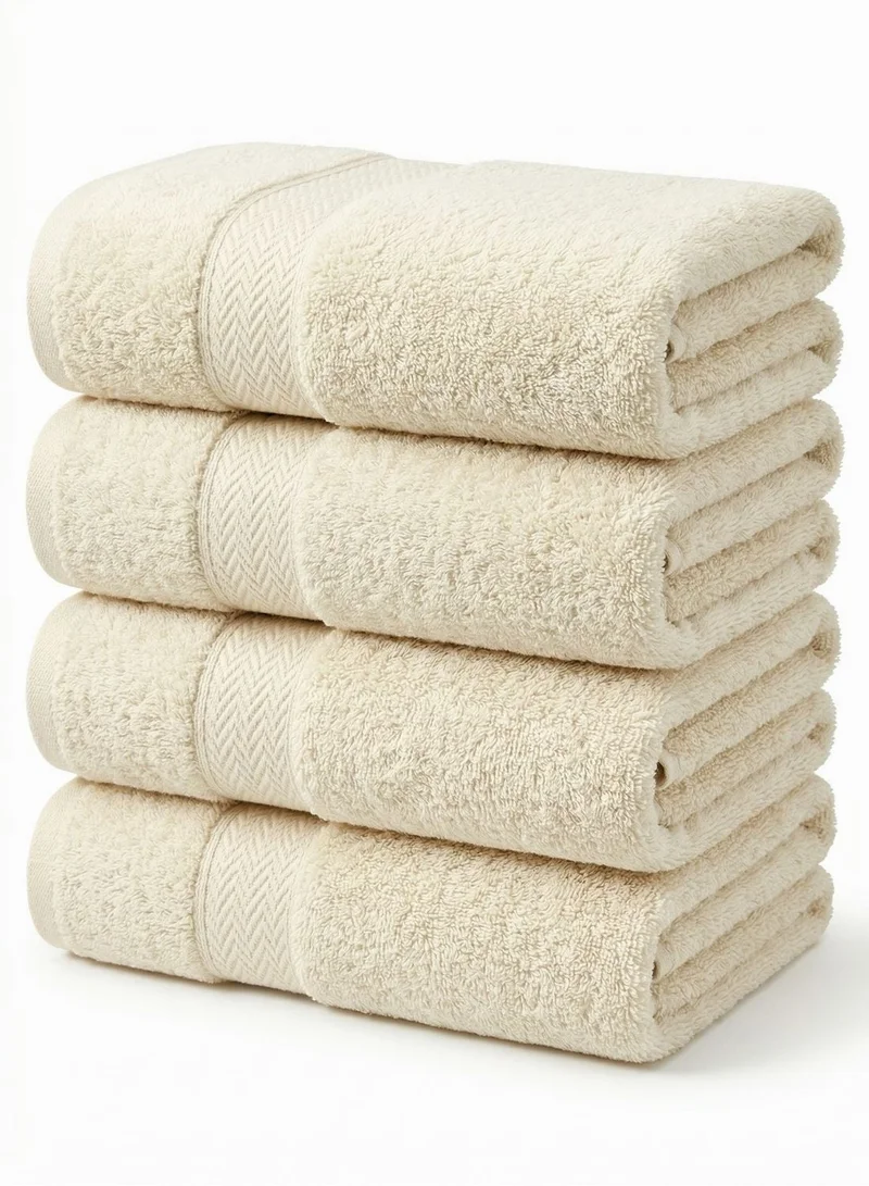 1Chase Cotton Bath Towels Set of 4 – Vanilla/Off-White, 70 × 140 cm