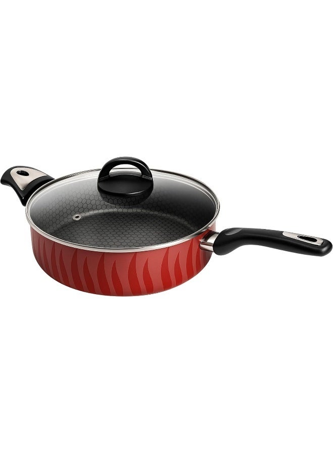 Kawashi 28 cm Non-Stick Deep Pan with Glass Lid | Multi-Purpose Cookware | Even-Heat Aluminum Body | Ideal for Curries, Frying & One-Pot Meals - Image 1