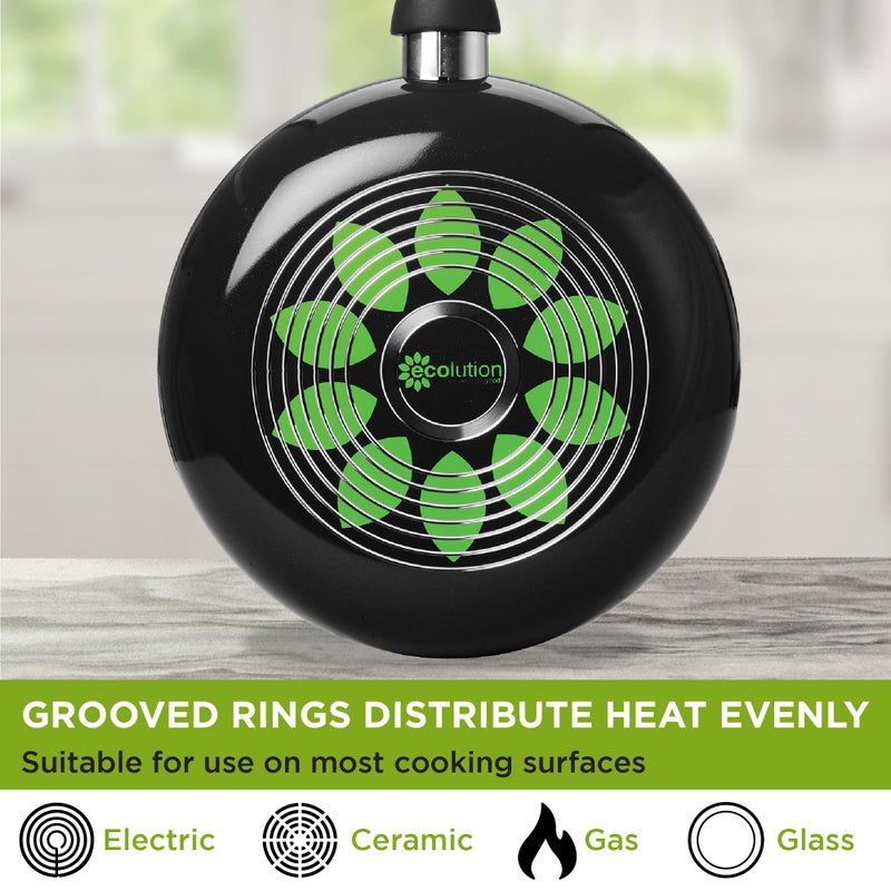 Ecolution Artistry Nonstick Frying Pan, Easy To Clean, Comfortable Handle, Even Heating, Dishwasher Safe Pots and Pans, 8-Inch, Black - Image 3