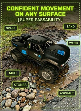 Waterproof Monster RC Trucks for Boys, 2.4G Amphibious Rc Car, 1:16 Scale All-Terrain Rc Boat for Boys & Adults, 4WD, 2 Rechargeable Batteries, Perfect 4-12 Year Old Boy Toys Gifts-Black - view 4