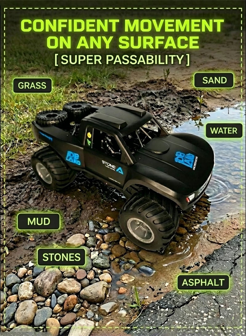 Mi VAZA Waterproof Monster RC Trucks for Boys, 2.4G Amphibious Rc Car, 1:16 Scale All-Terrain Rc Boat for Boys & Adults, 4WD, 2 Rechargeable Batteries, Perfect 4-12 Year Old Boy Toys Gifts-Black - Image 4