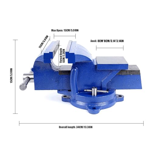 D LIAN DONG Bench Vise Heavy Duty, Table 6" Vise - Locking Base Clamp Cast Steel 360° Swivel Vice with Anvil, Table Clamp Pipe Lock Pliers Base Desktop for Woodworking Cutting Conduit Drilling, Sanding - Image 4