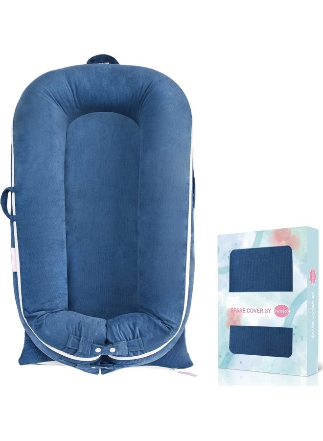 Pucmaoci Corduroy Baby Lounger Cover for Dockatot Deluxe + | 100% Cotton Hypoallergenic Newborn Premium Quality Spare Cover(Cover Only) (Blue) - Image 1