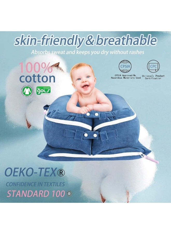 Pucmaoci Corduroy Baby Lounger Cover for Dockatot Deluxe + | 100% Cotton Hypoallergenic Newborn Premium Quality Spare Cover(Cover Only) (Blue) - Image 2