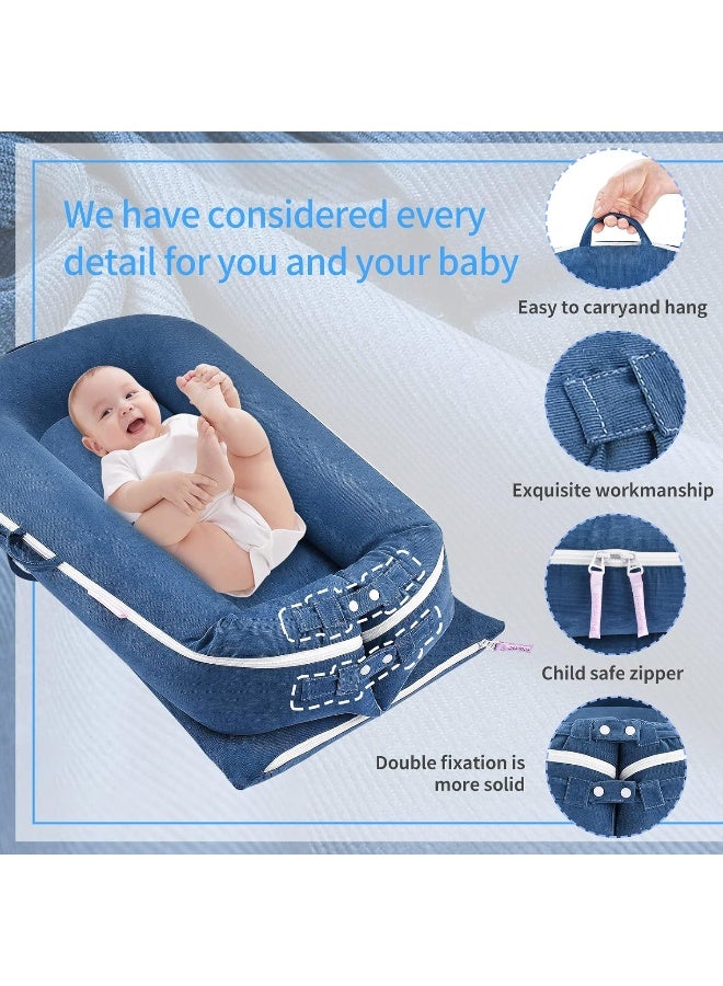Pucmaoci Corduroy Baby Lounger Cover for Dockatot Deluxe + | 100% Cotton Hypoallergenic Newborn Premium Quality Spare Cover(Cover Only) (Blue) - Image 3