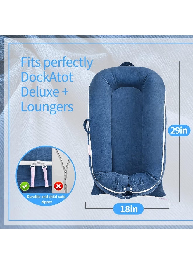 Pucmaoci Corduroy Baby Lounger Cover for Dockatot Deluxe + | 100% Cotton Hypoallergenic Newborn Premium Quality Spare Cover(Cover Only) (Blue) - Image 5