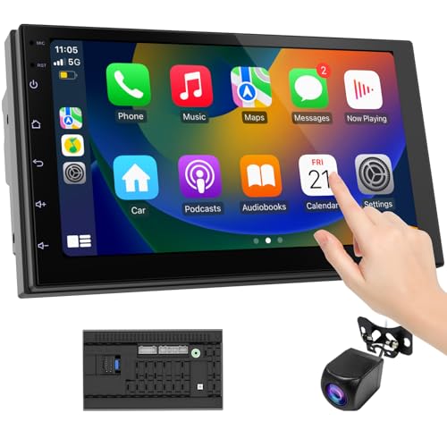 Haudio Wireless CarPlay Screen for Car & Android Auto Head Unit - Touchscreen 7 Inch Double Din Car Stereo with Backup Camera for All Cars (2+32GB) - Image 1
