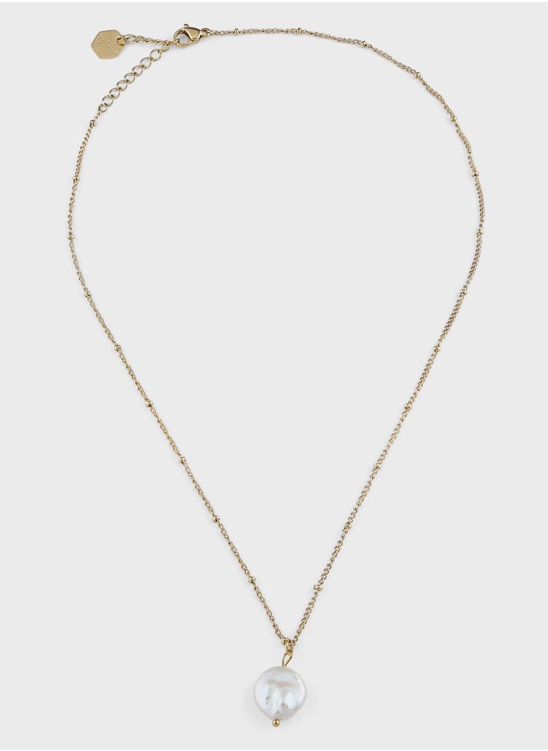Lady Mauve CHIARA PEARL PENDANT GOLD CHAIN NECKLACE  - Image 1