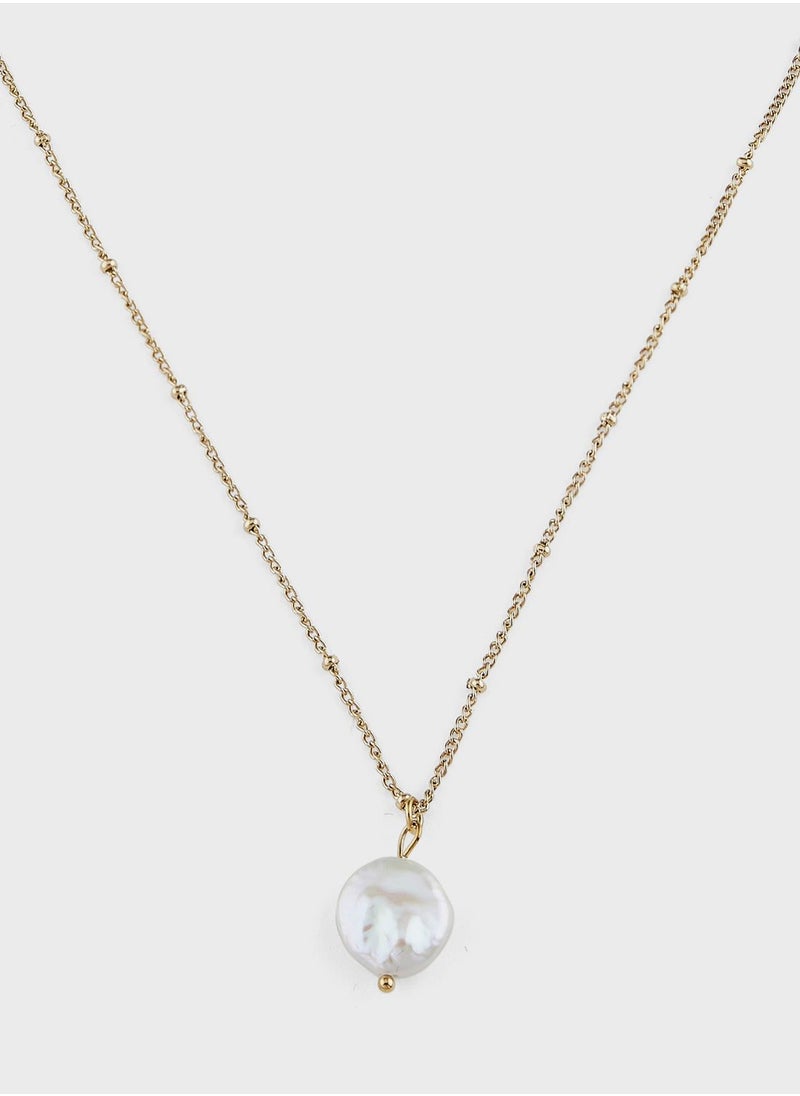 Lady Mauve CHIARA PEARL PENDANT GOLD CHAIN NECKLACE  - Image 2