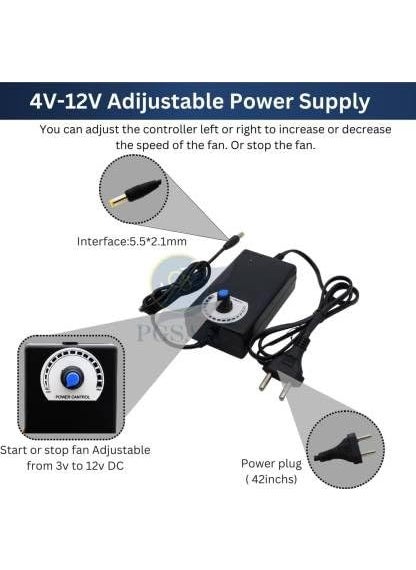 ESHMEET Lighting Hub HighSpeed DC Blower 40 56mm 12V200A Powered Fan with Variable Speed Controller Adapter  - Image 5