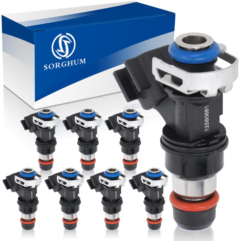 Sorghum Fuel Injectors Set of 8 Compatible with Chevy Silverado 1500 2500HD 3500 HD 2007 2008 2009 Tahoe Express 2500 3500 Suburban Colorado GMC Sierra Yukon Envoy Canyon Savana Replace FJ887 12580681 - Image 2