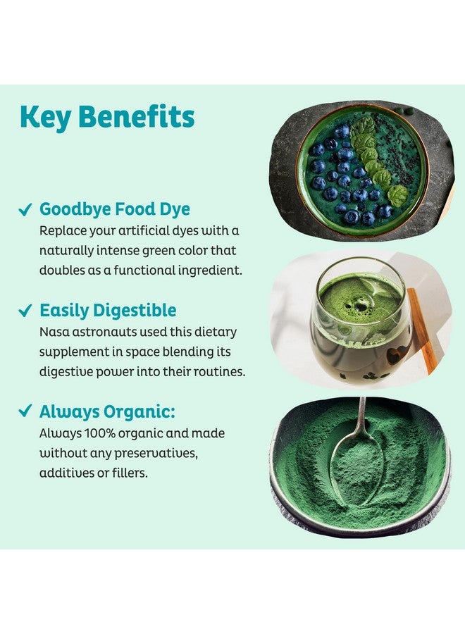 KOS Organic Spirulina Powder - USDA Certified Organic, 109 Servings of Superfood Powder for Smoothies & Juices, Non-Irradiated Blue Green Algae, Plant Based with Antioxidants, Vegan (13.5oz) - Image 3