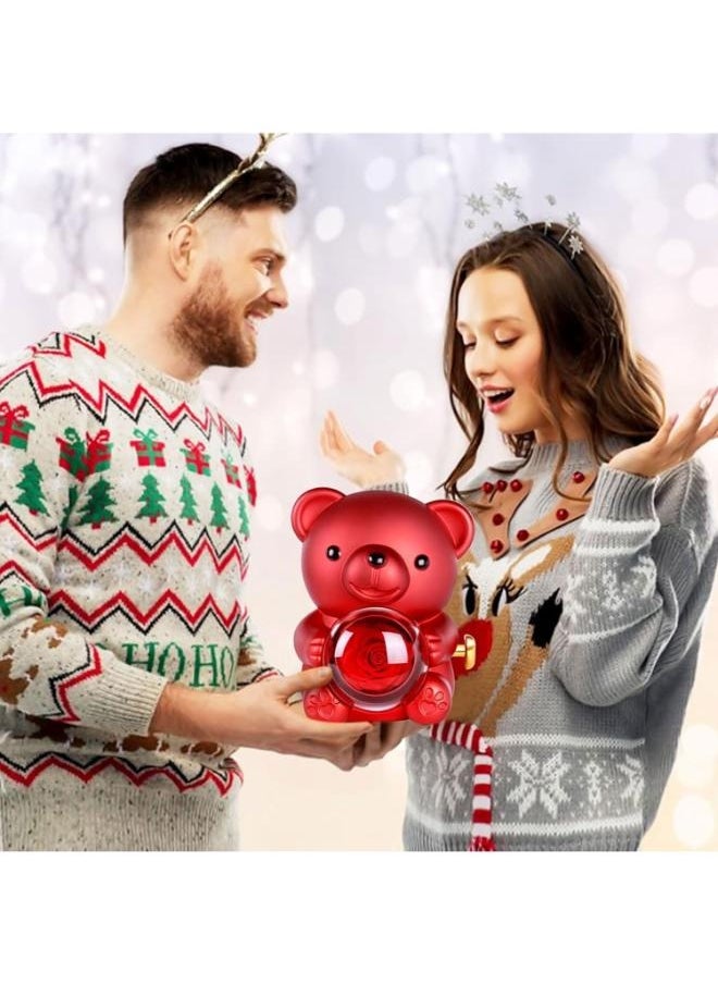 Eoptify - Cute Teddy Bear with Heart Necklace & Preserved Rose - Romantic Soap Rose Bear Gift Box for Women Teddy Bear - Image 1