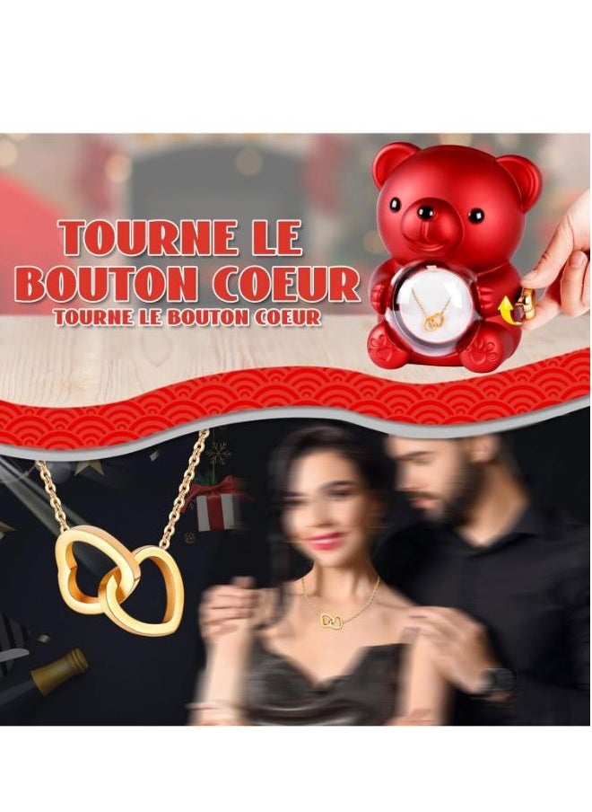 Eoptify - Cute Teddy Bear with Heart Necklace & Preserved Rose - Romantic Soap Rose Bear Gift Box for Women Teddy Bear - Image 1